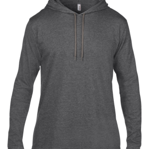 Anvil adult fashion basic long sleeve hooded tee - Heather Dark Grey