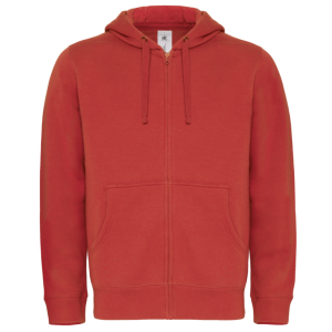 B&C Mens Hooded Full Zip- Red