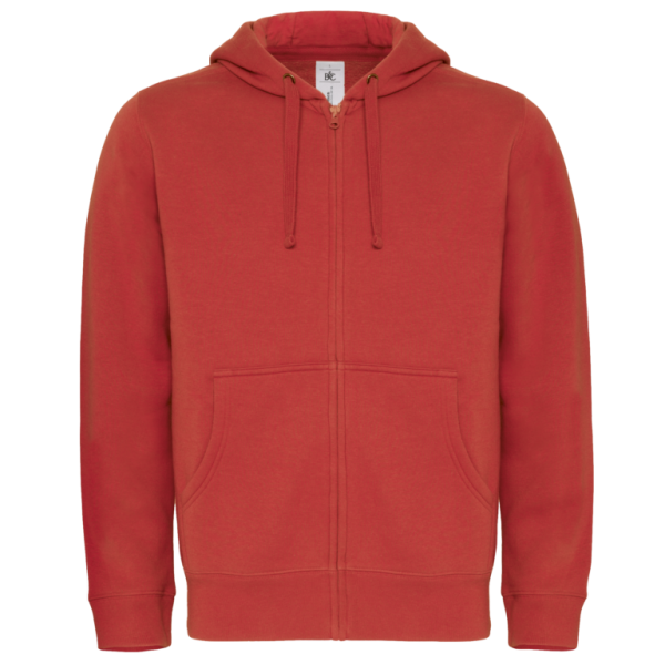 B&C Mens Hooded Full Zip- Red