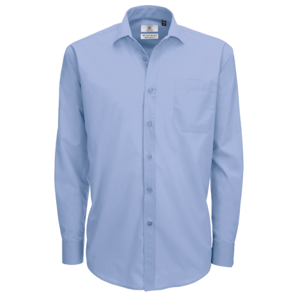 B&C Men's Smart Long Sleeve Shirt - Business Blue