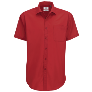 B&C Men's Smart Short Sleeve Shirt - Deep Red