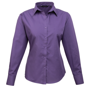 Women's Poplin Long Sleeve Blouse - Purple