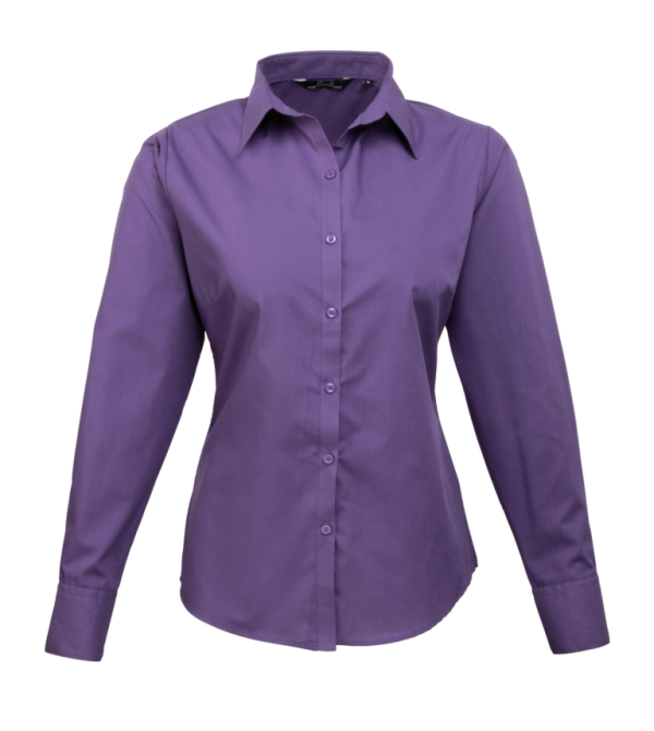 Women's Poplin Long Sleeve Blouse - Purple