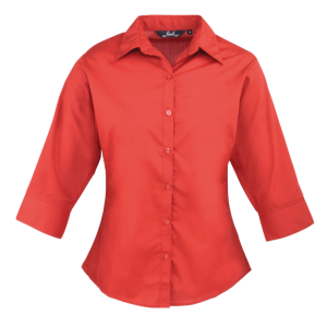 Women's Premier 3/4 Sleeve Poplin Blouse - Red